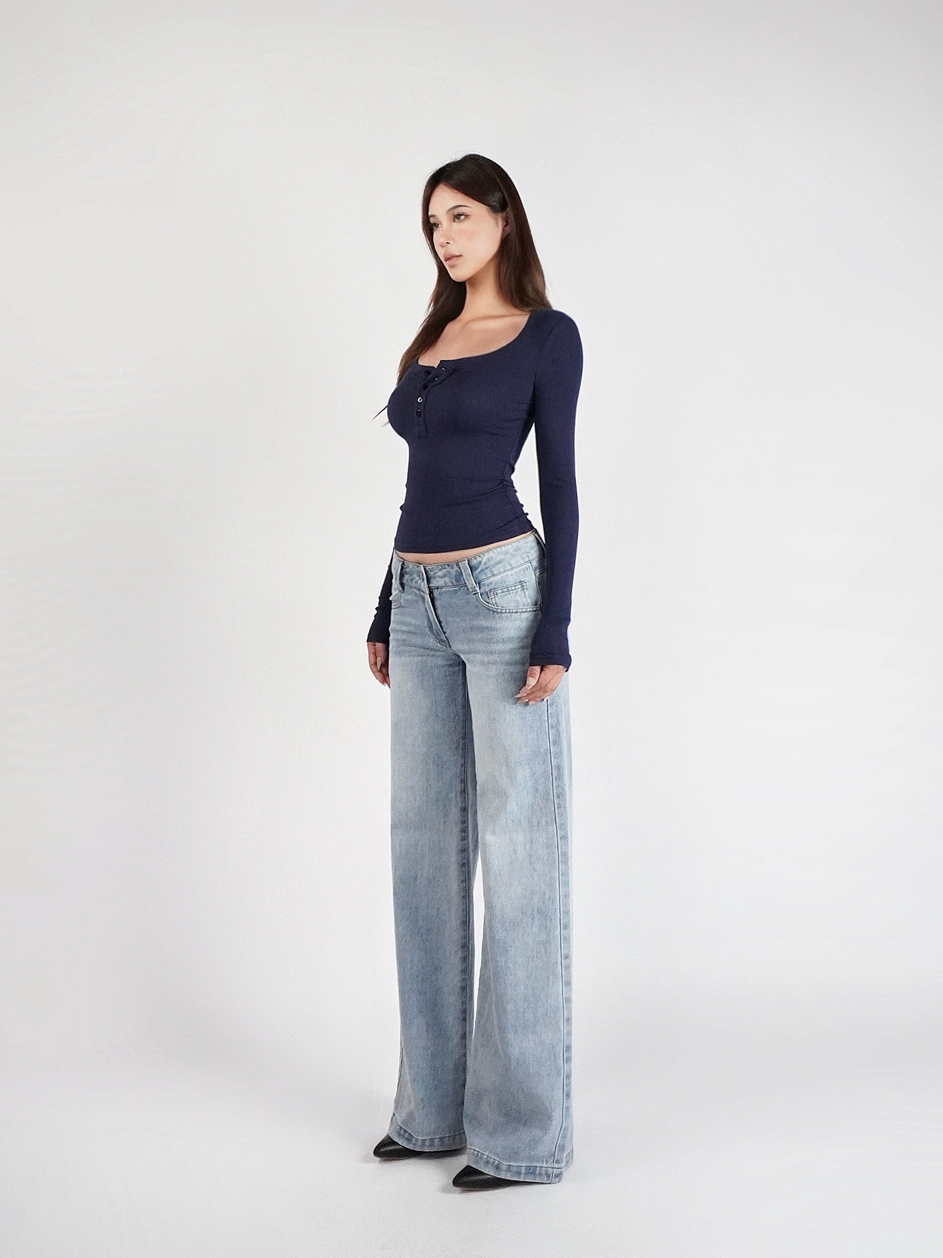 Low-Waist Straight-Leg Denim Jeans