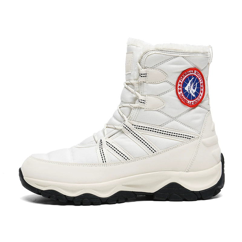 Quilted Winter Boots with Drawstring and Patch Detailing