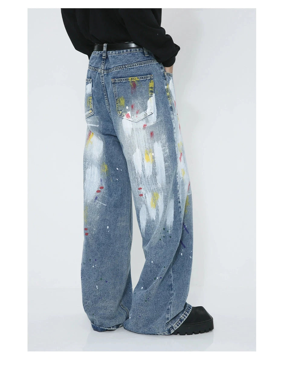 Voguo Relay Avant-Garde Splash Wide-Leg Jeans