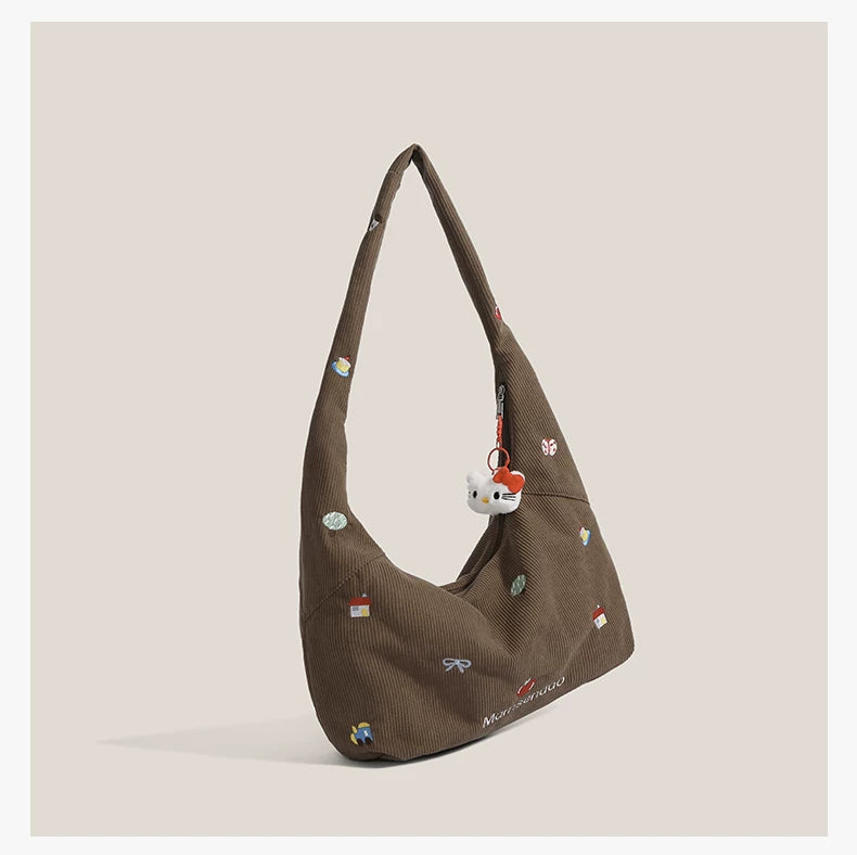Charm Corduroy Hobo Bag