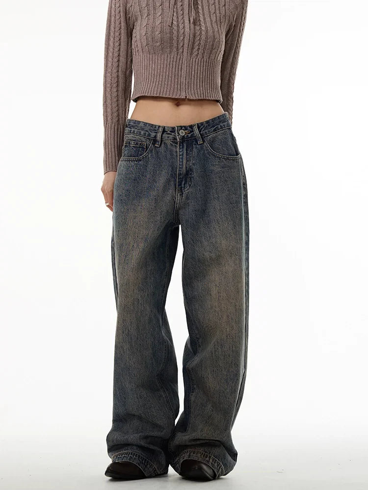 Relaxed Fit Straight-Leg Denim Jeans - chiclara
