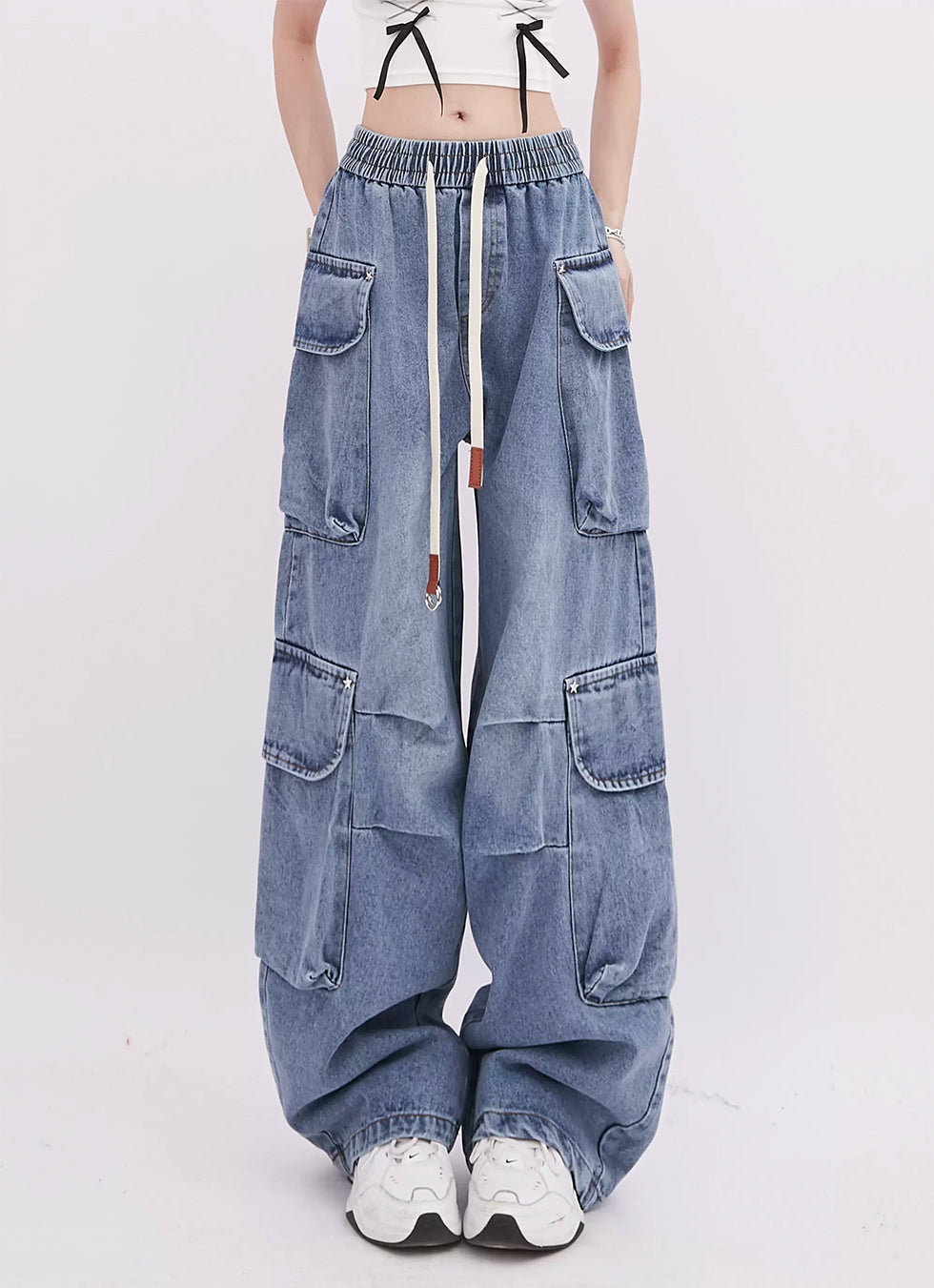 Multi-Pocket Design Straight Jeans - chiclara