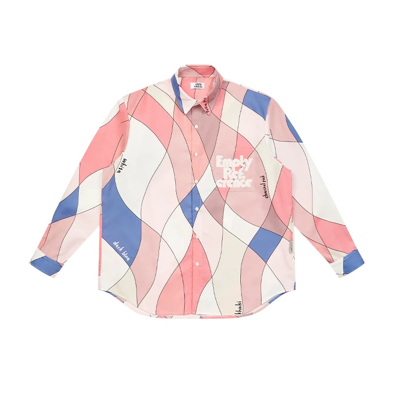 Dynamic Wave Multi Color Block Long Sleeve Shirt - chiclara