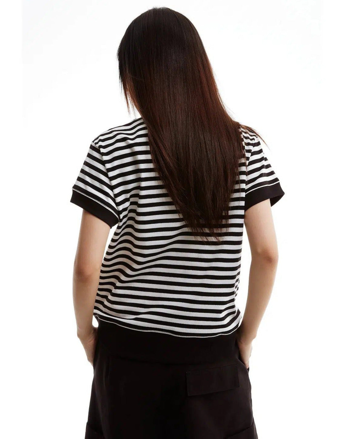 Black and White Striped Tee - chiclara