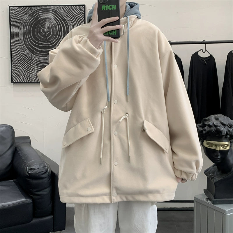 Oversized woolen hooded jacket