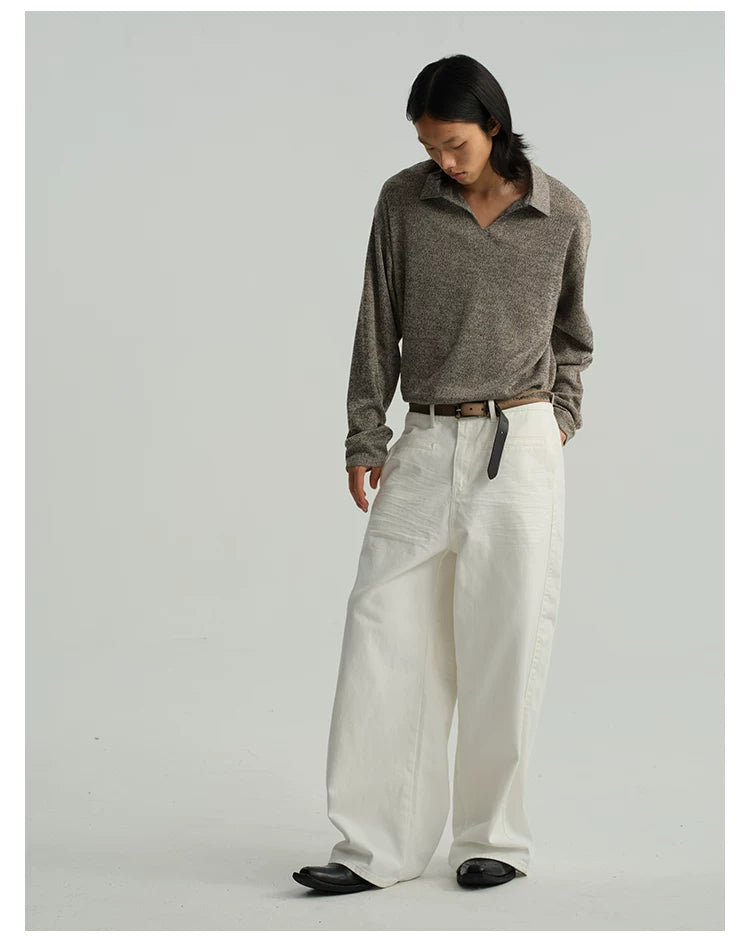 Crisp White Wide-Leg Balloon Trousers