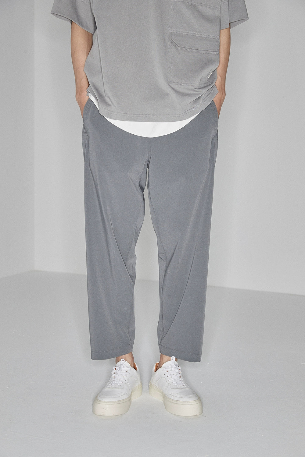 Side Seam-Free Elastic Waist Cropped Pants