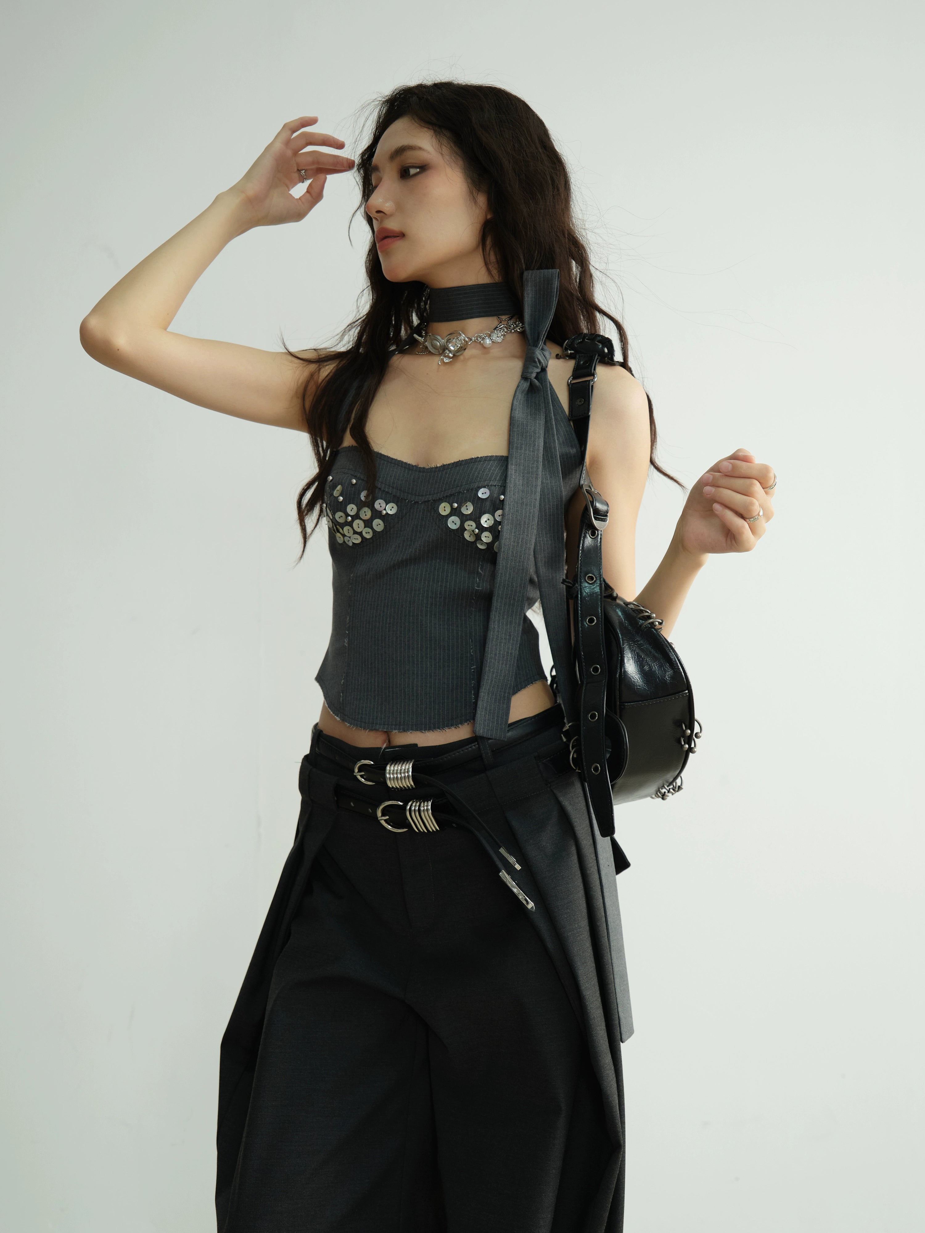 Sequin Embellished Bustier Top