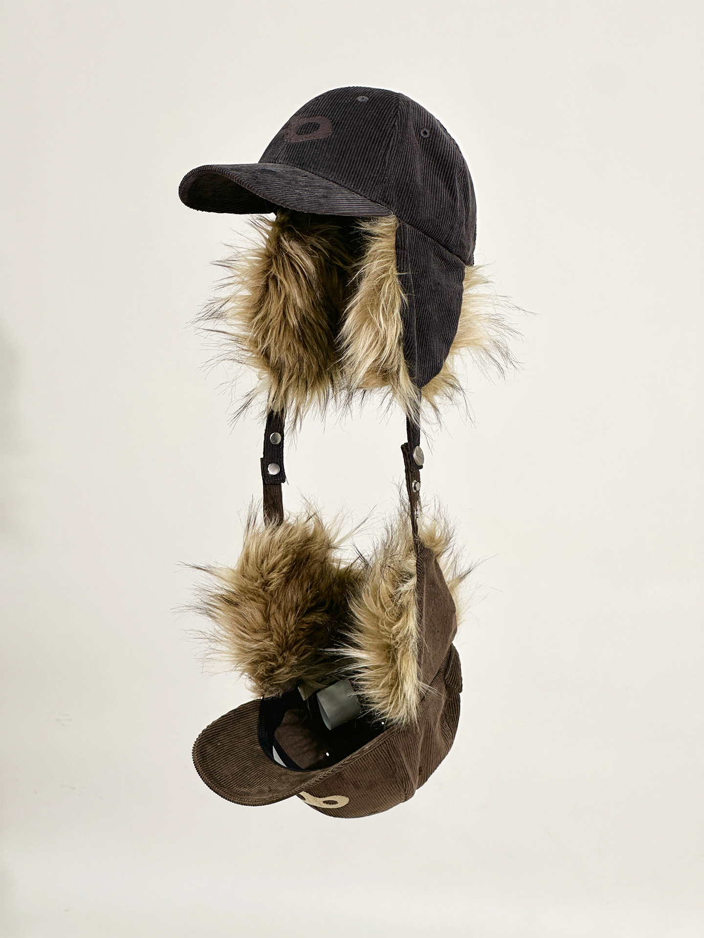 Faux Fur Earflap Corduroy Cap