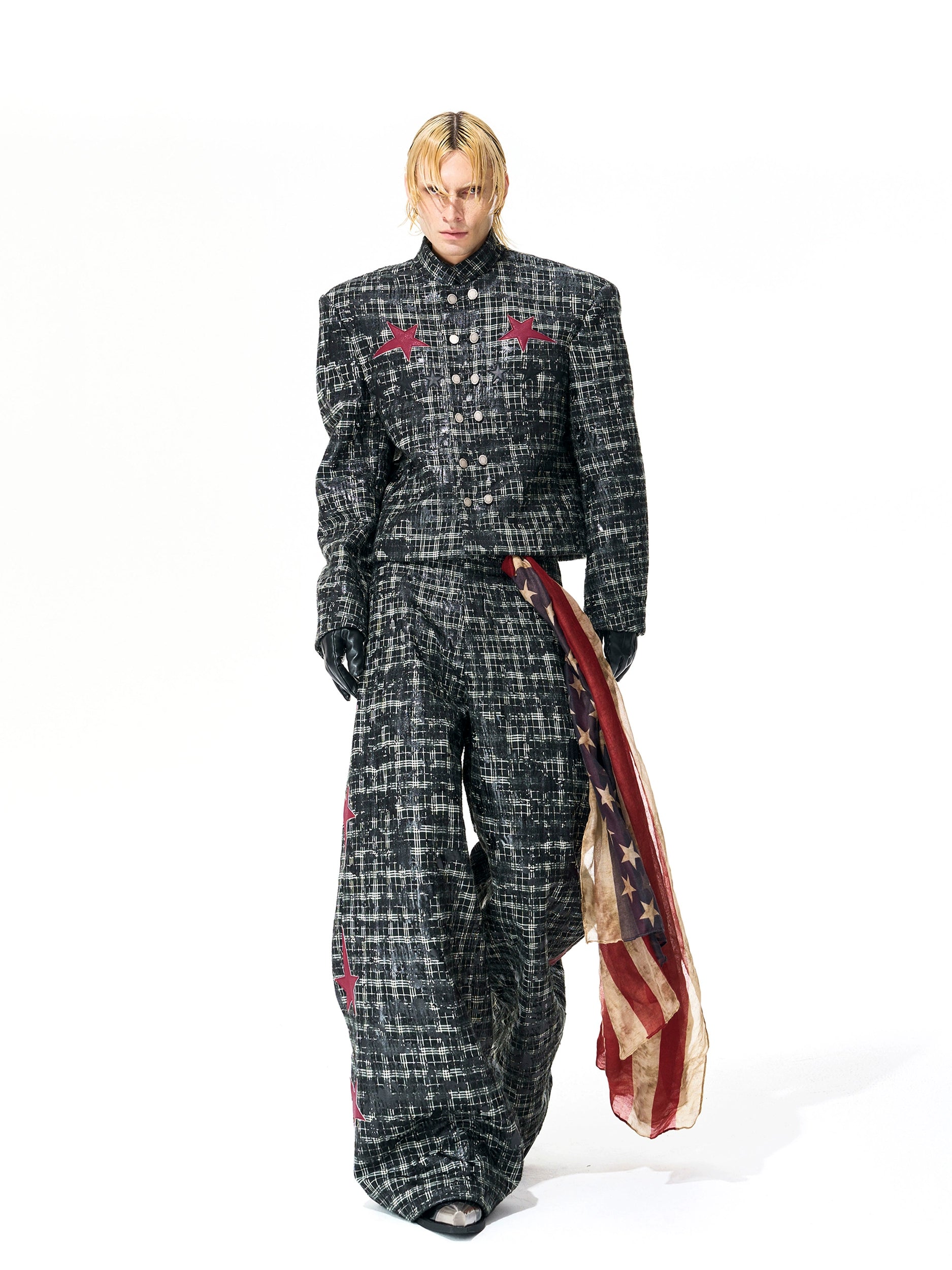 Plaid Star Button Up Blazer and Pants Setup