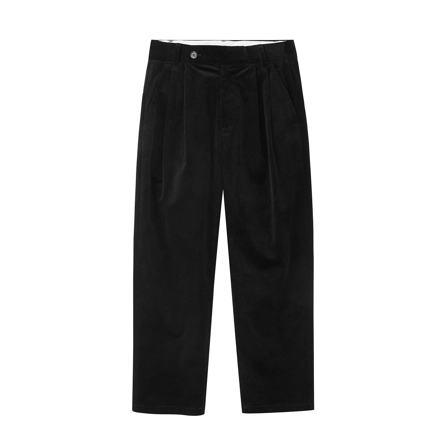 Wide Waist Tab Double-Pleated Relaxed Cropped Pants