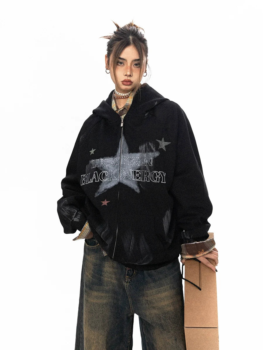 Painted Distressed Star Graphic Hoodie