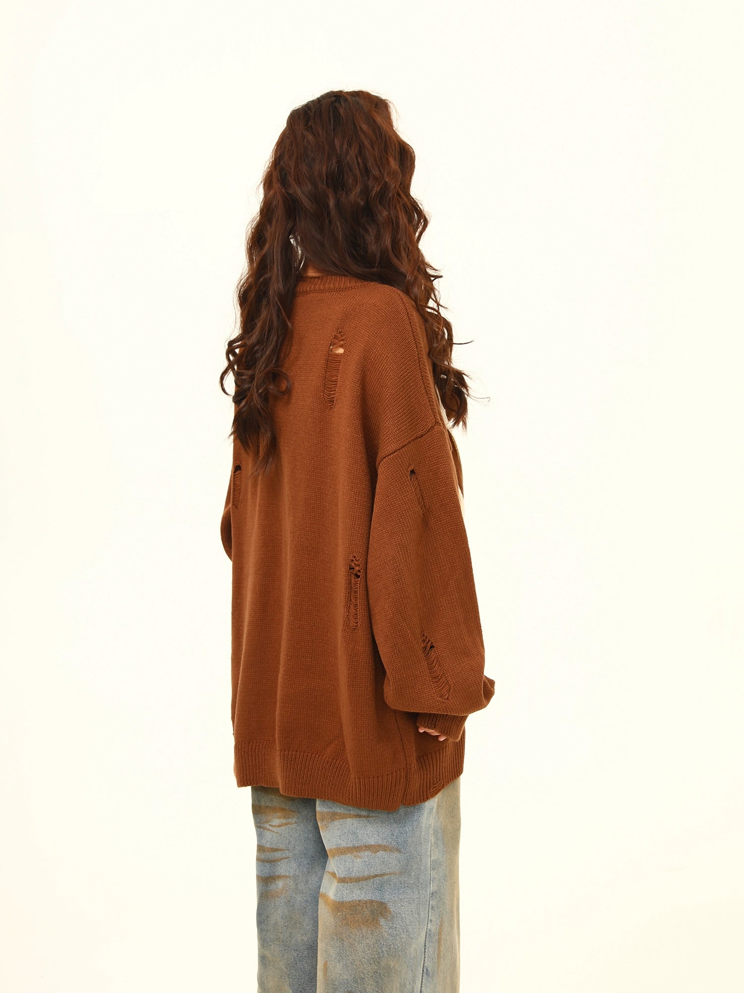 Agent Orange Distressed Knit Sweater