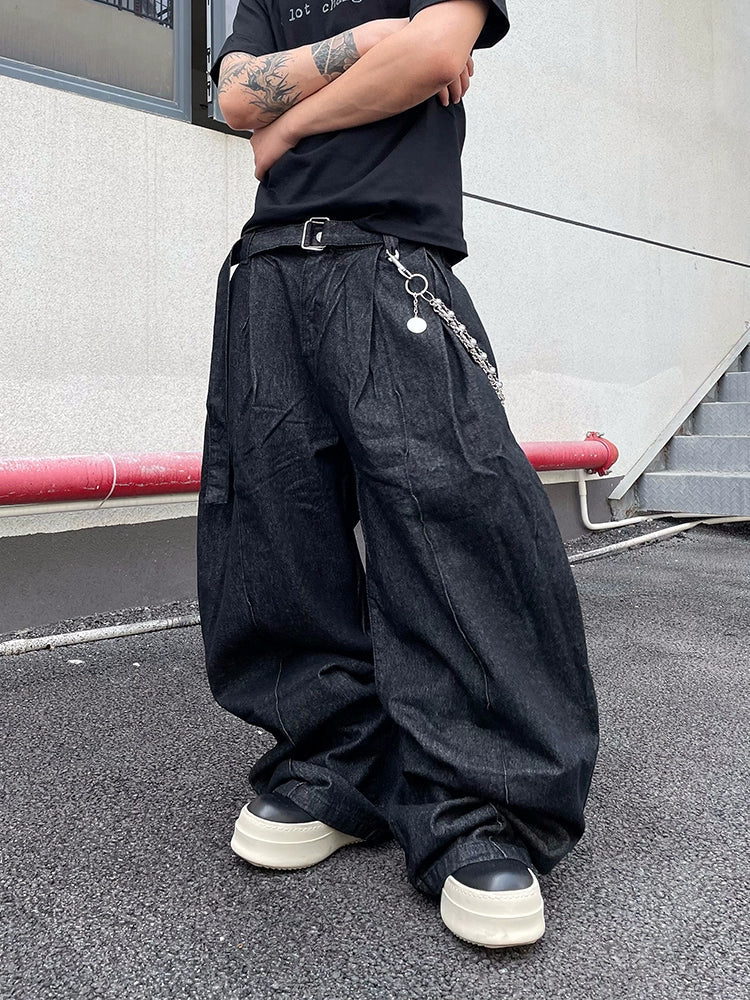 Oversized Belted Wide Leg Jeans