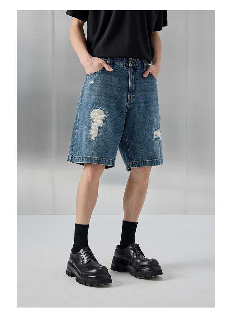 Distressed Patchwork Cropped/Short Pants