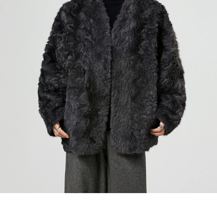 Midnight Cloud Faux-Fur Cocoon Jacket