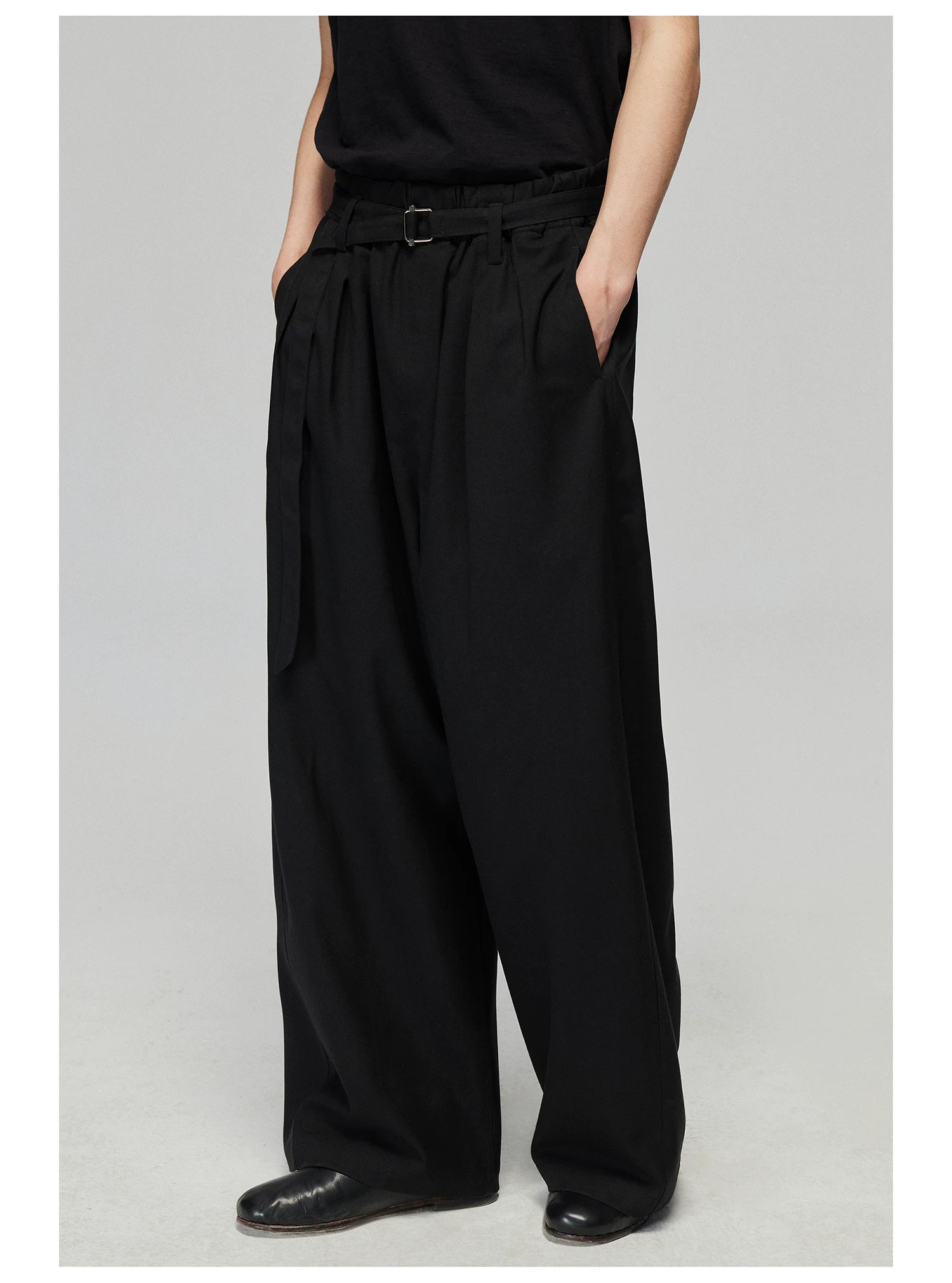 Umber Sash Pleat Wide Trousers