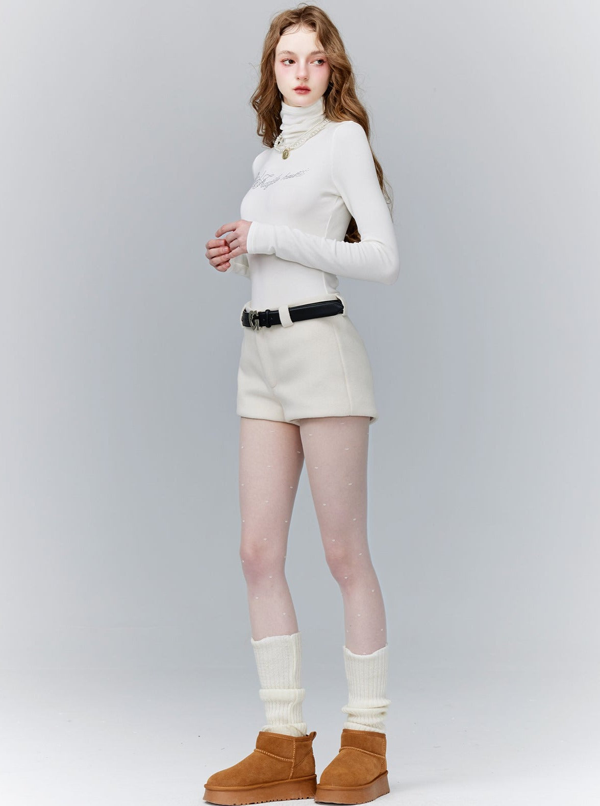 Versatile Tailored Micro Shorts: Sleek Flat-Front in Ivory and Black