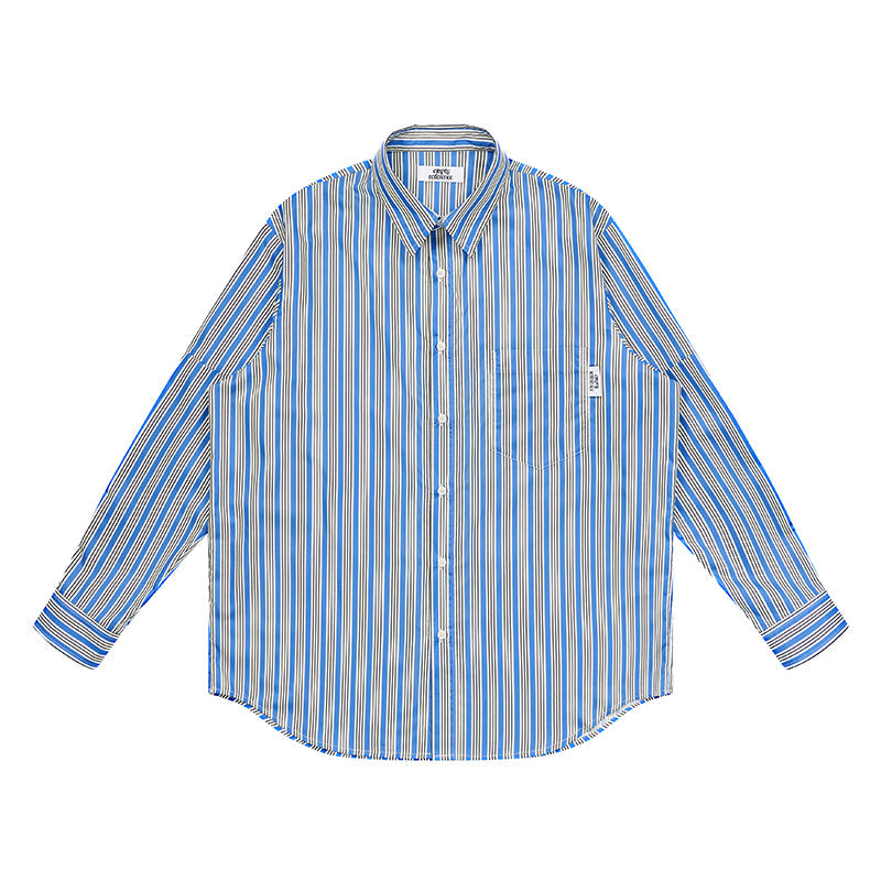Geometric Structured Stripe Long Sleeve Shirt - chiclara