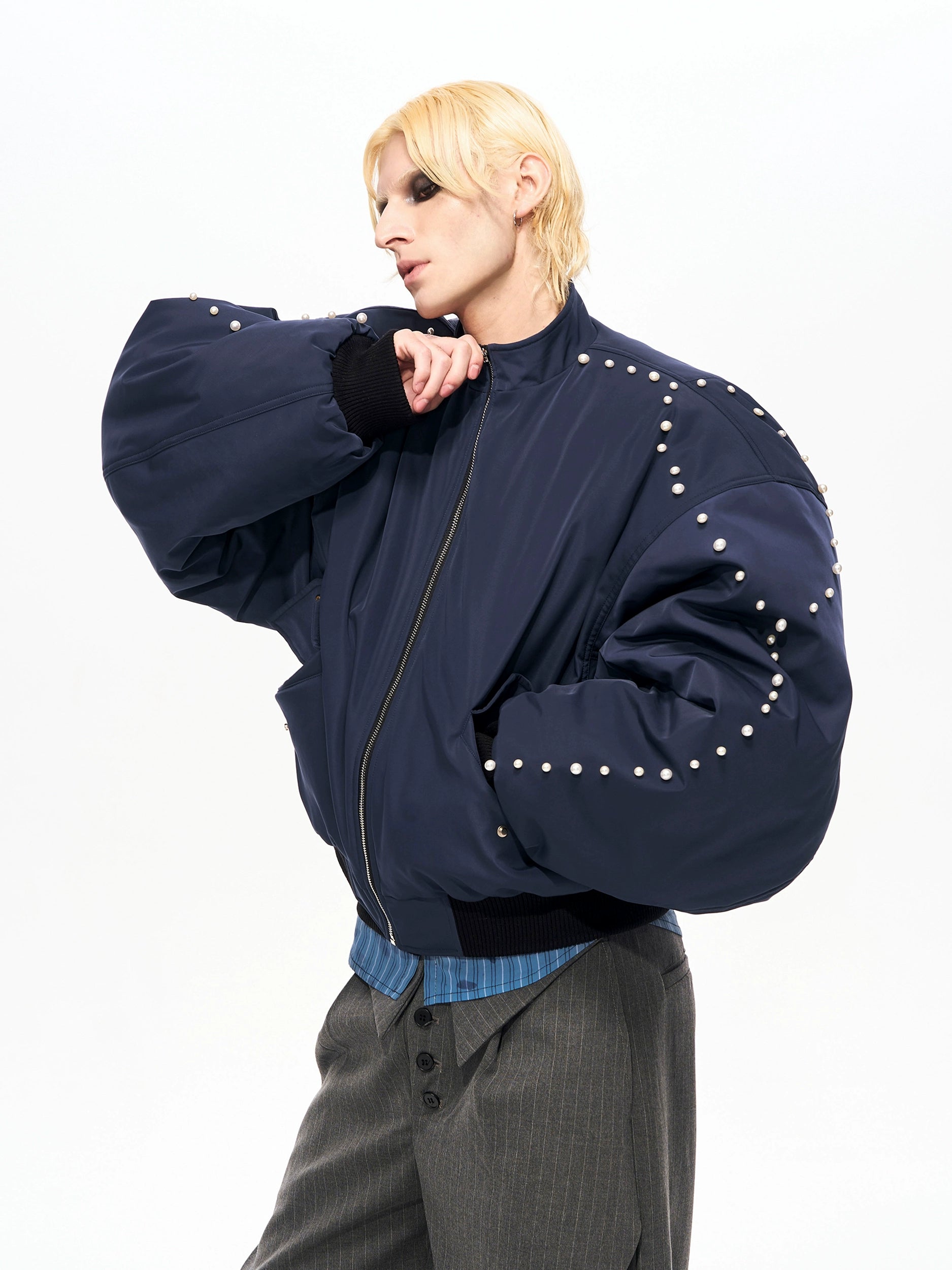 Plum Nova Studded Bomber Jacket