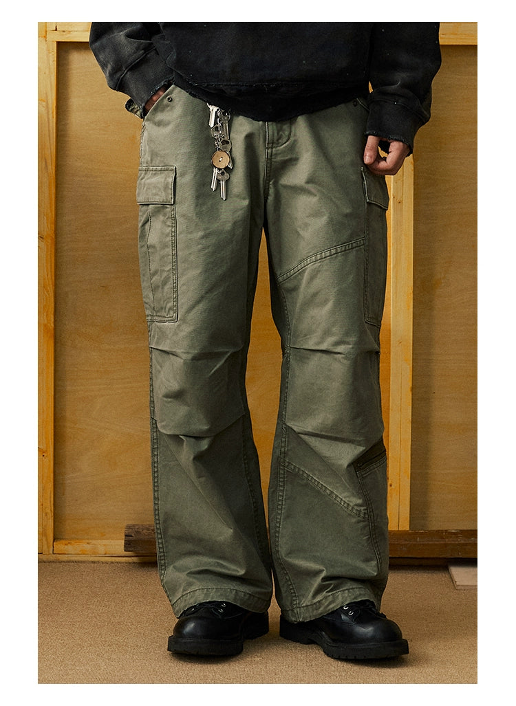 Multi-Pocket Retro Patchwork Cargo Pants