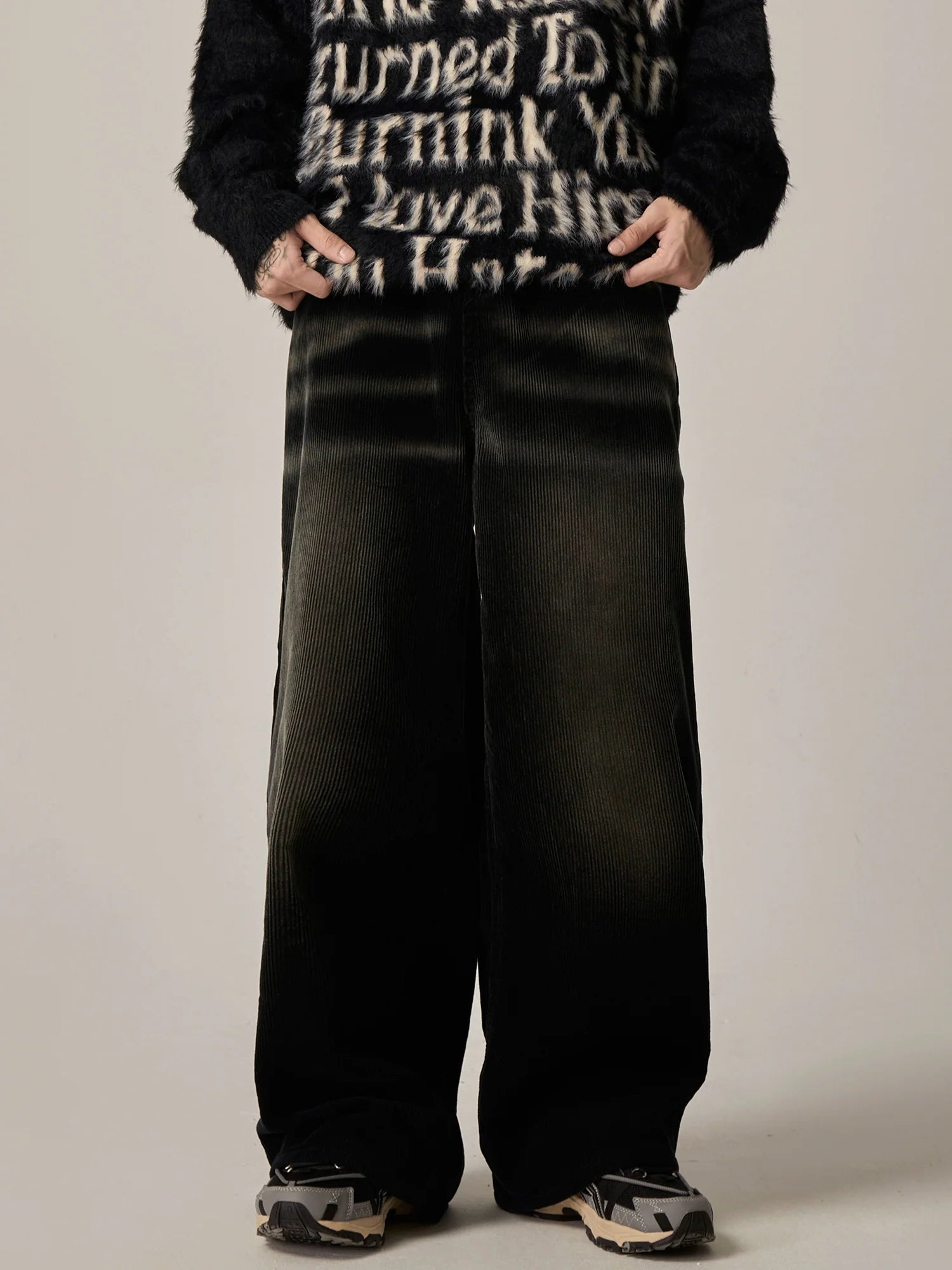 Midnight Velvet Wide-Leg Corduroy Trousers