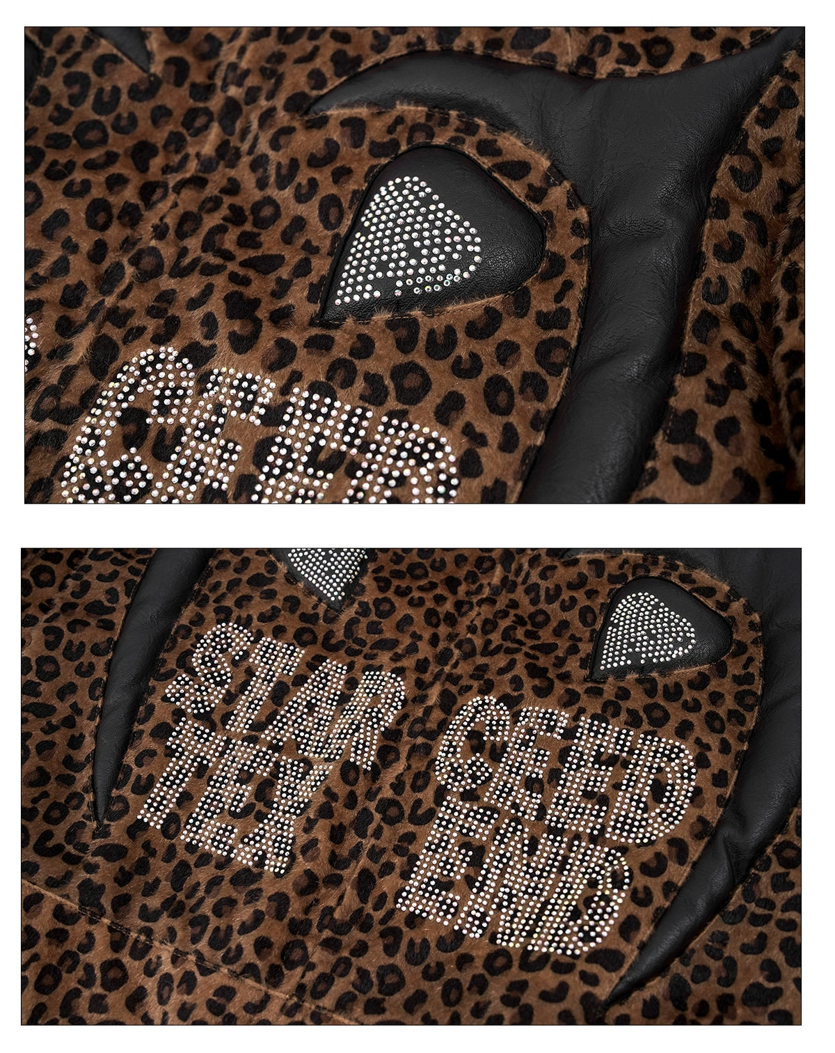 Leopard Print Jacket with Black Faux Leather Appliqué and Studded Detailing