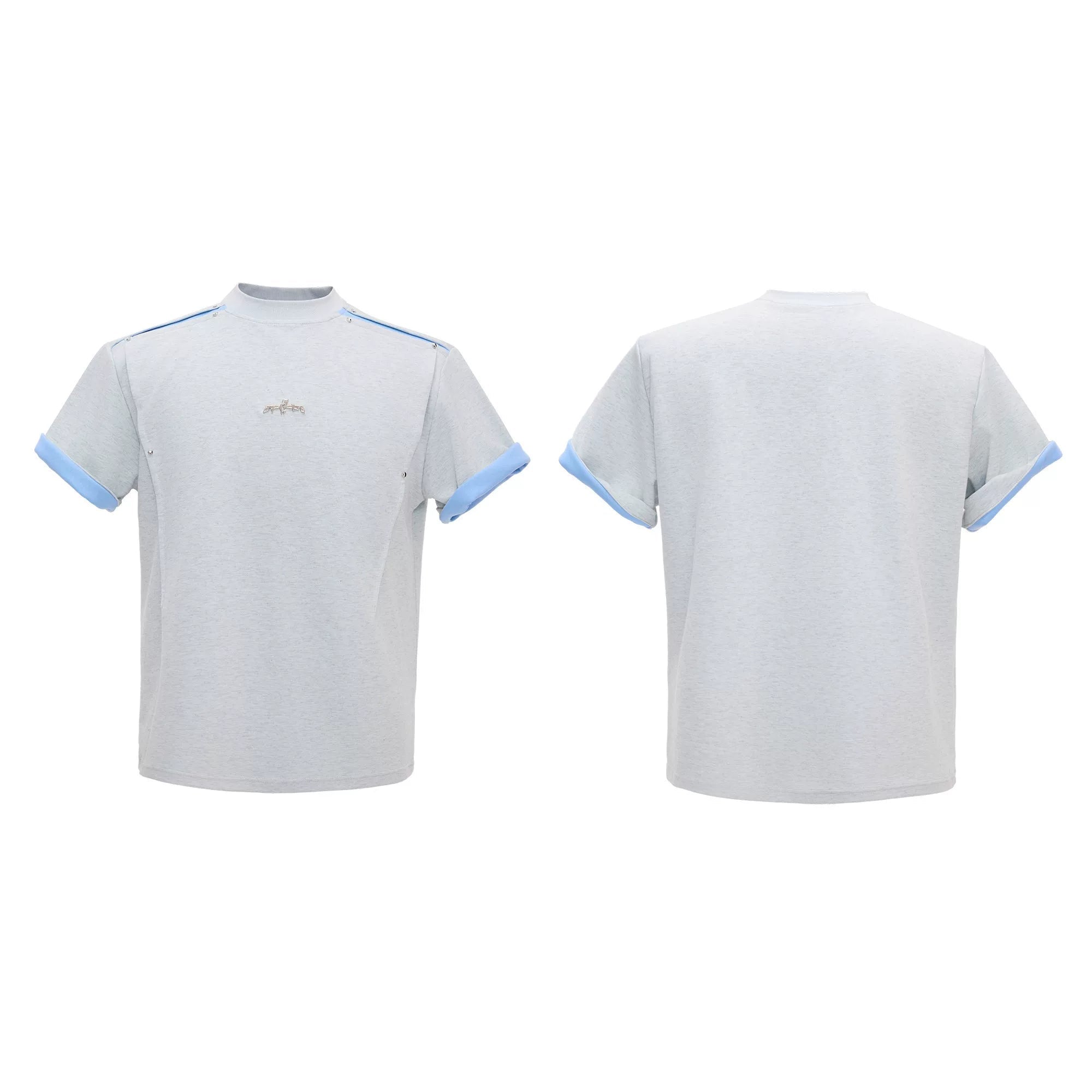 Contrast Trim Studded Shoulder T-Shirt
