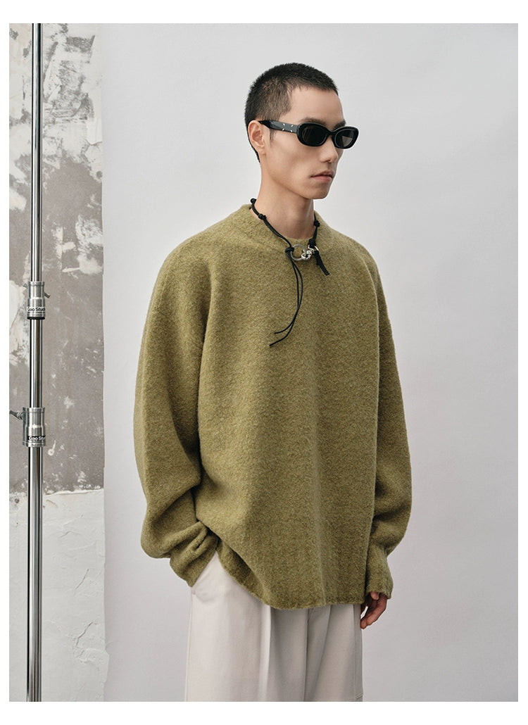 Straight-Cut Oversized Crew Neck Sweater