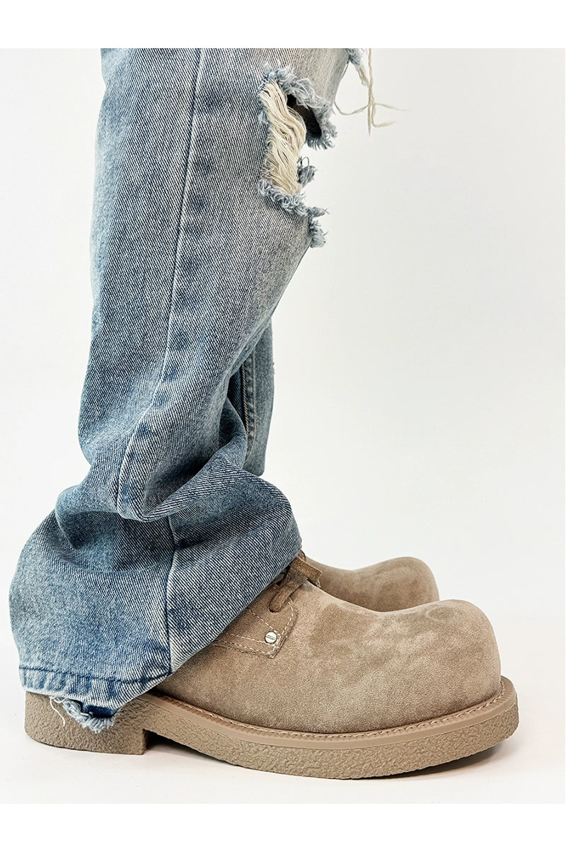 Modern Chunky Suede Platform Derbies