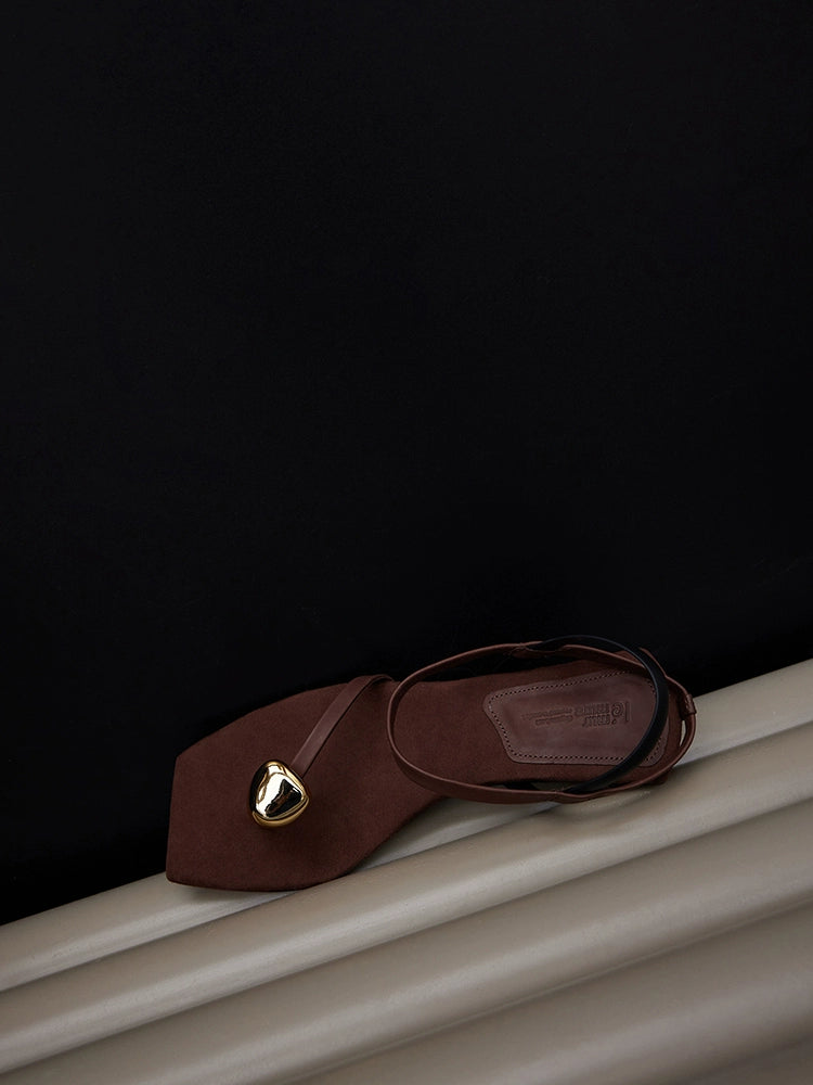 Brown Pointed Toe Slingback Flats