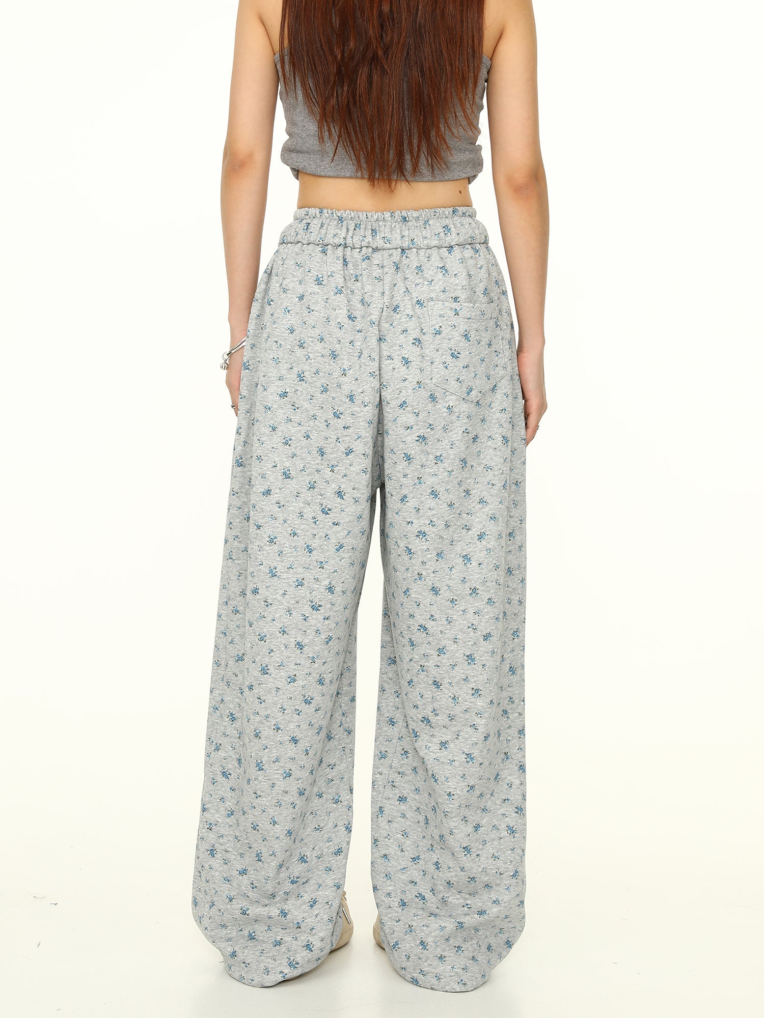 Floral Print Wide-Leg Sweatpants