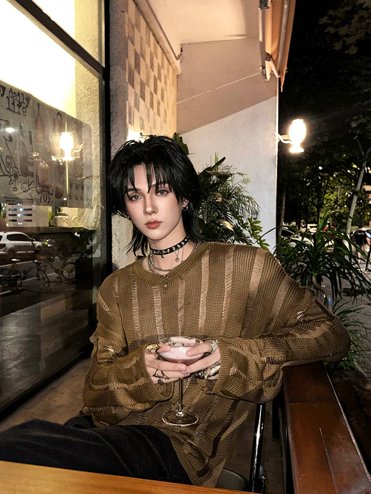 Rustveil Shredded Nightfall Knit Sweater