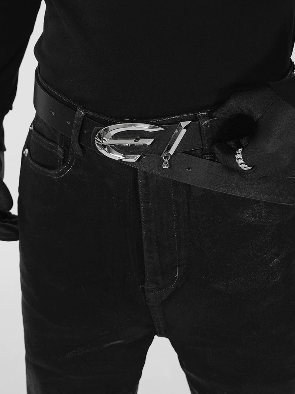 Eclipse Slash Chrome Buckle Belt