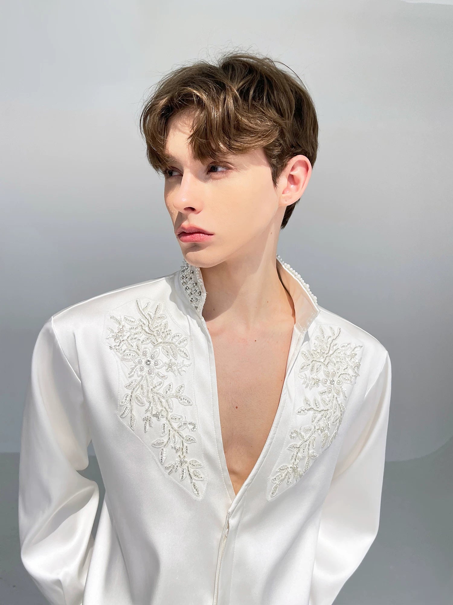 Bloom Embroidered Satin Shirt