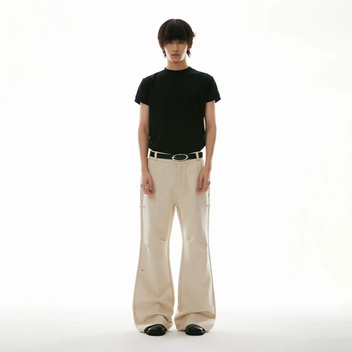 Minimal Cut Wide Wool Pants - chiclara