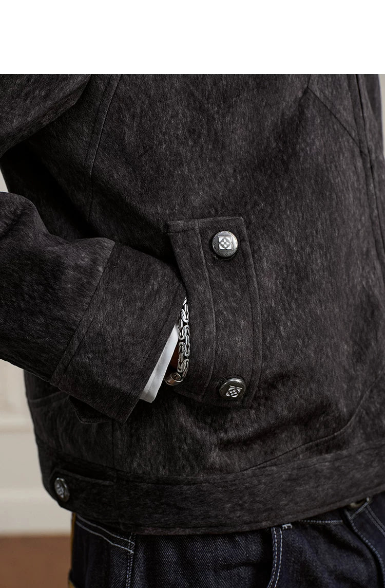 Textured Western Yoke Zip Front Jacket