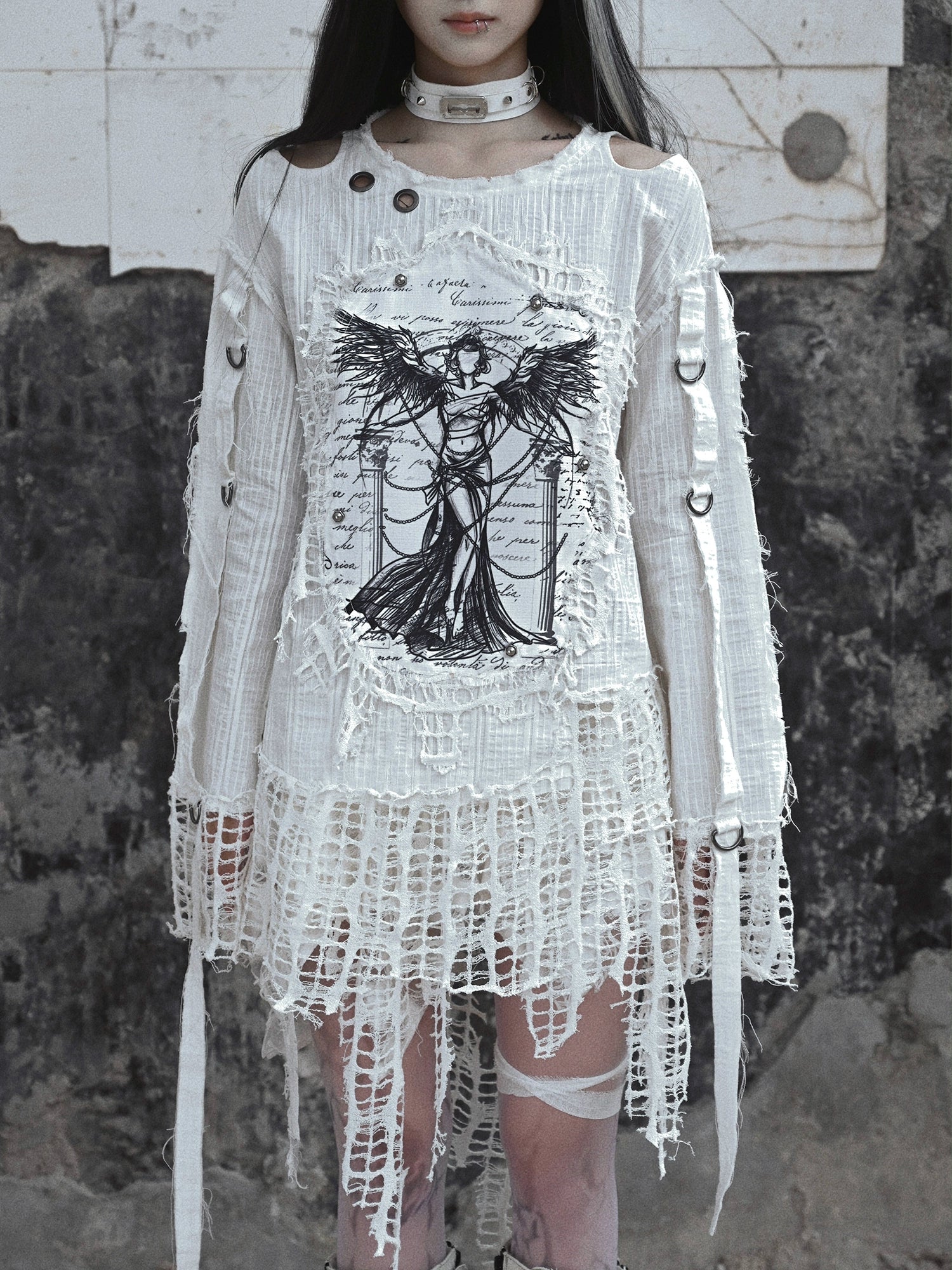 Gothic Angel Distressed Lace Sweater