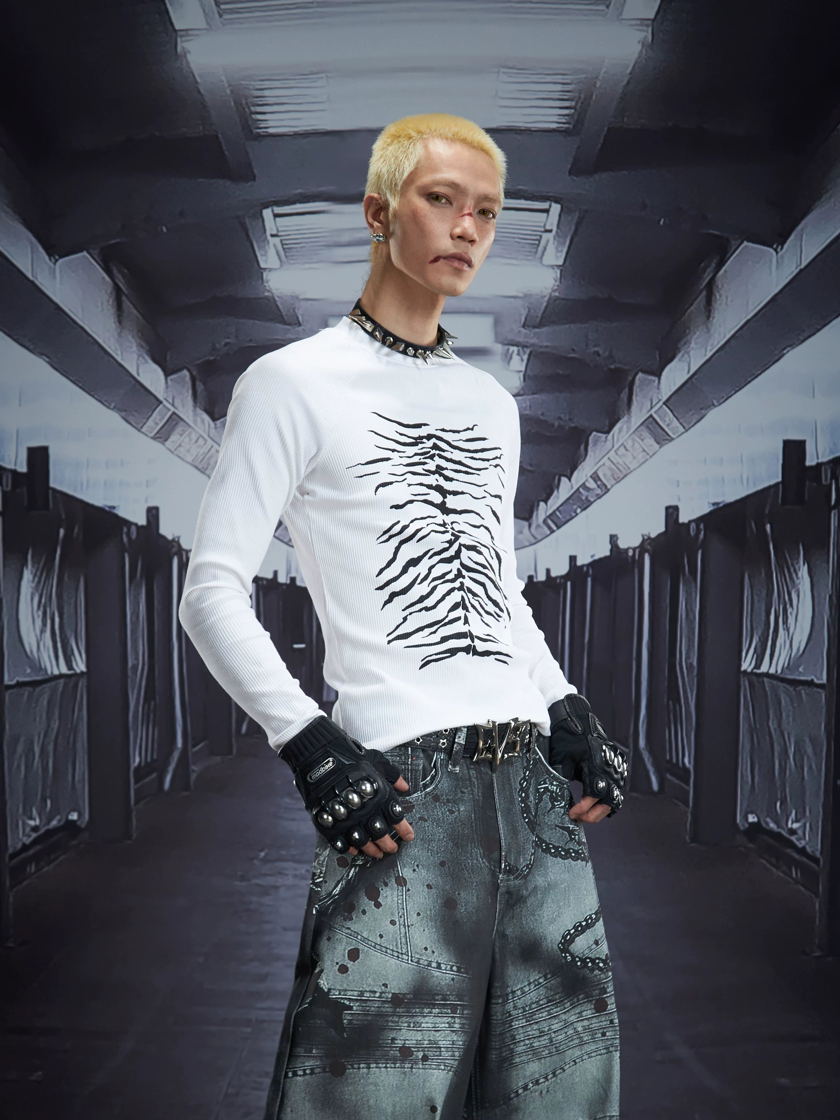Spinewave Distortion Ribbed Longsleeve