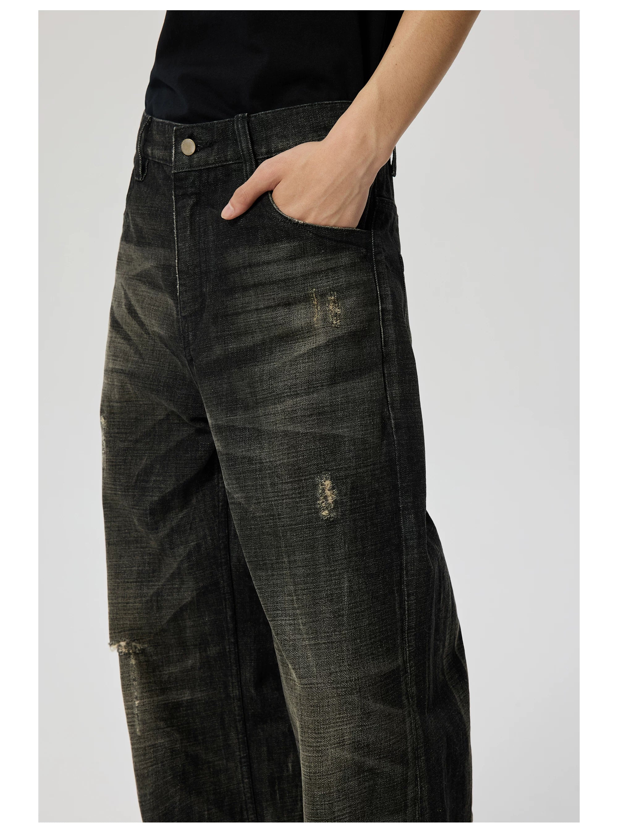 Nightscar Distressed Wide-Leg Jeans