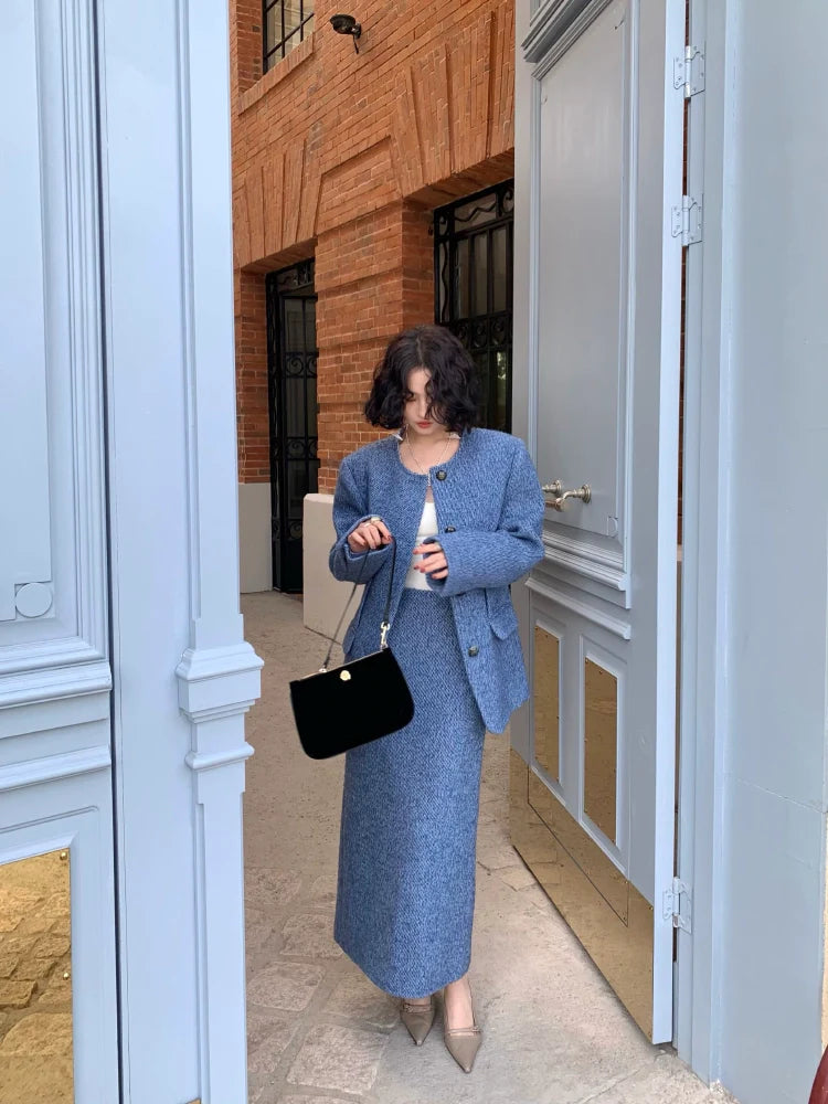 Tweed Blazer and Skirt Set