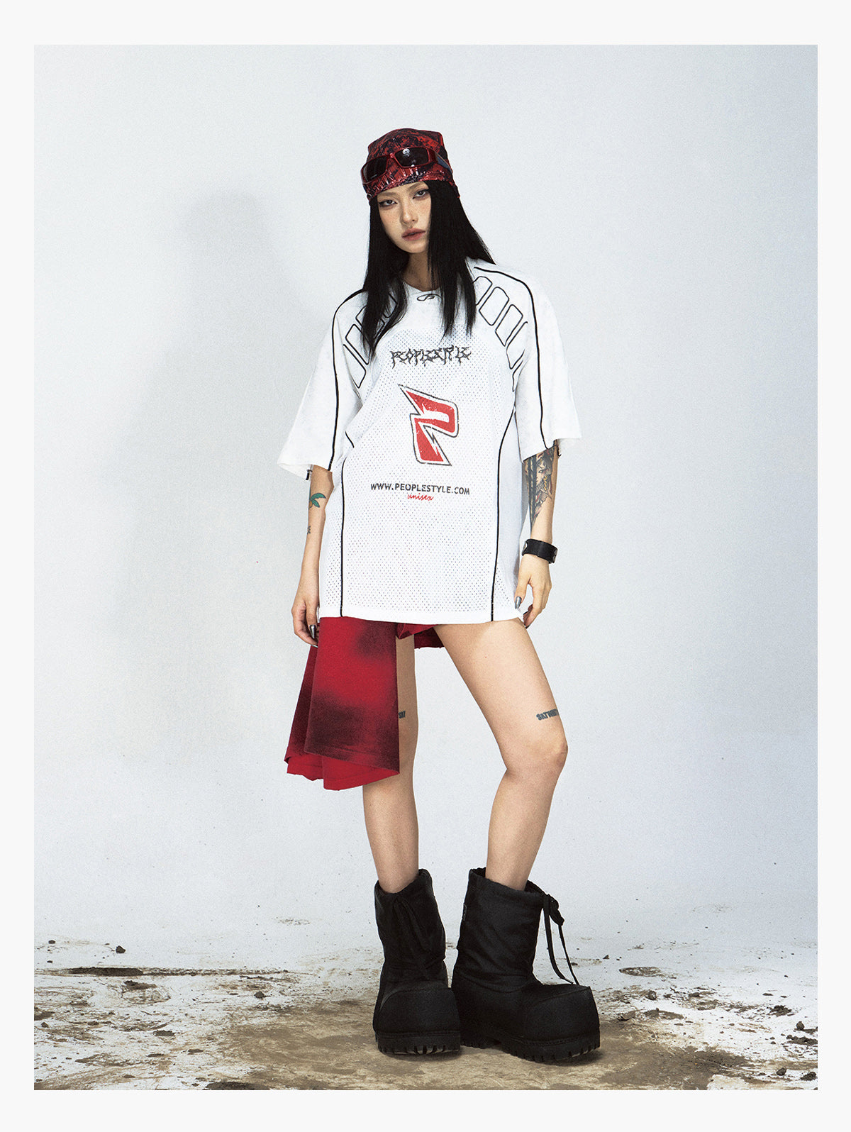 Mesh Logo Oversized Jersey T-Shirt