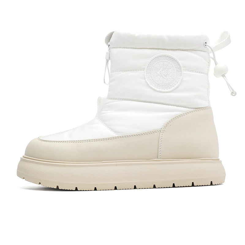Quilted Winter Boots with Drawstring and Patch Detailing