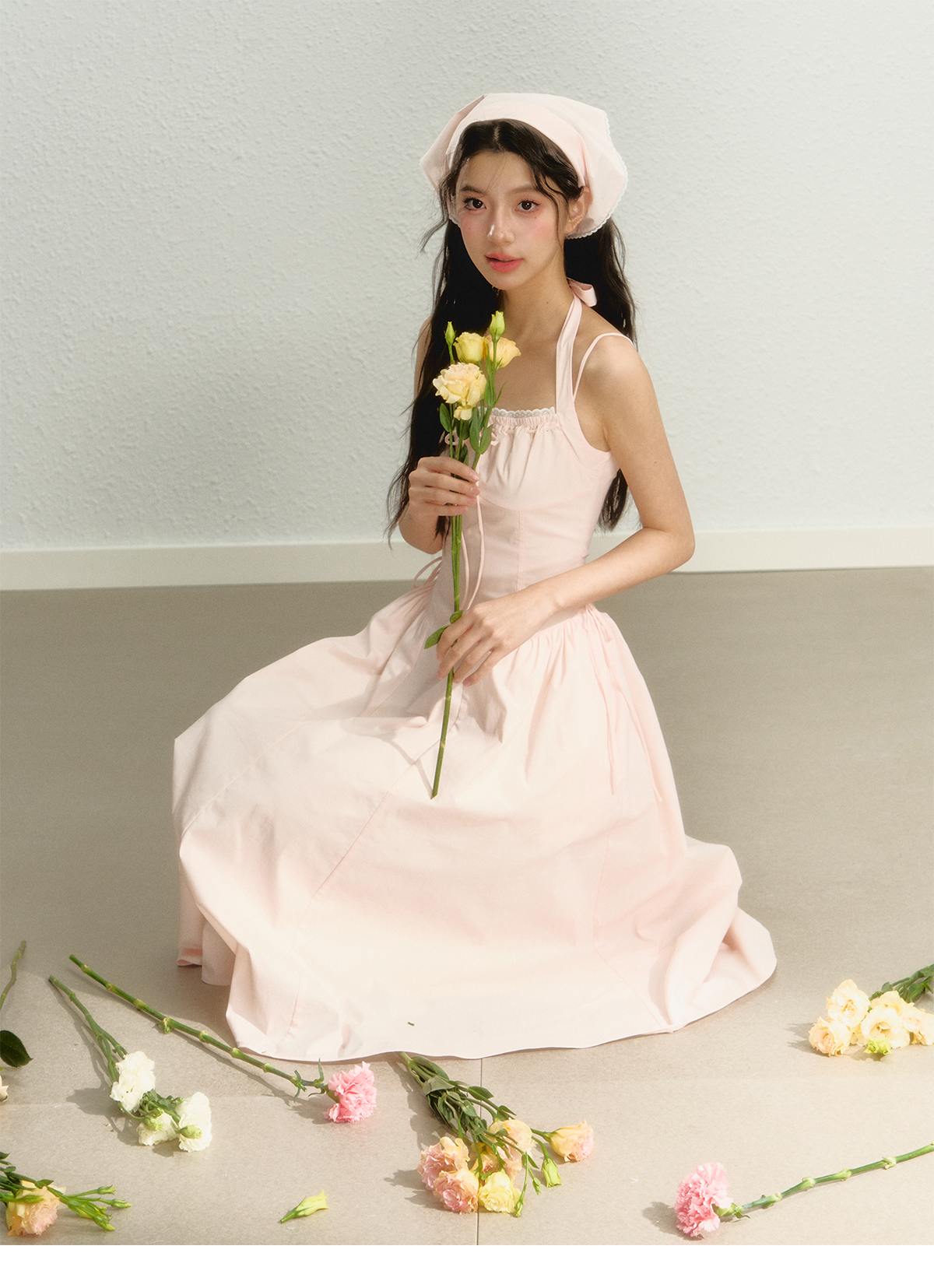 Pink Halter Bow Maxi Summer Dress