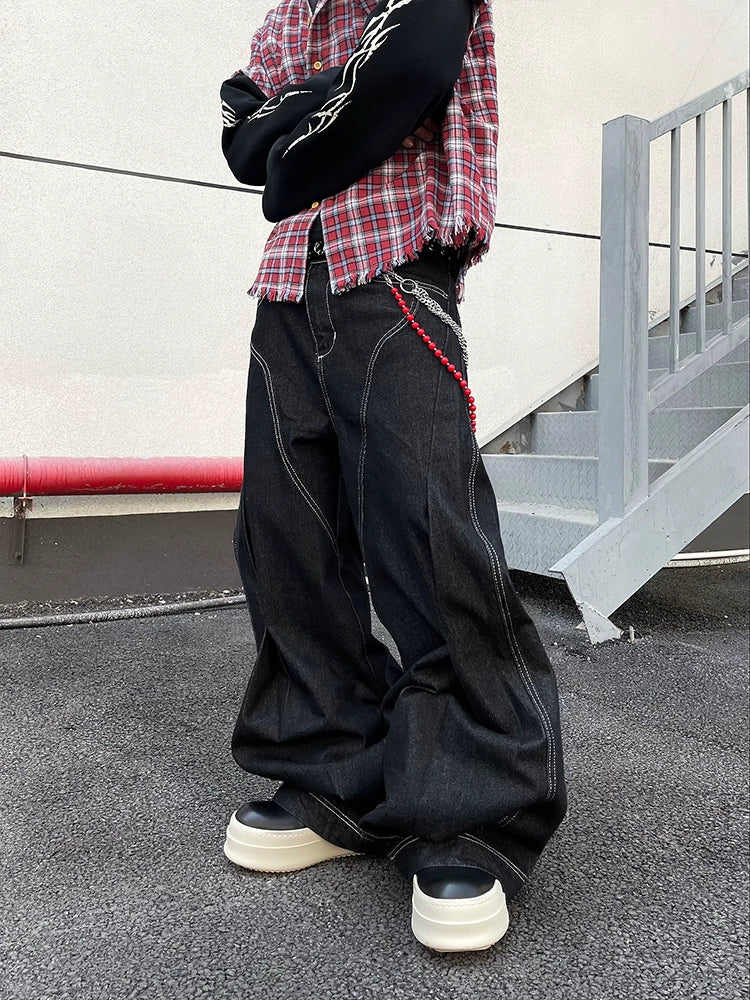 Curved Urban Stitch Wide Leg Jeans