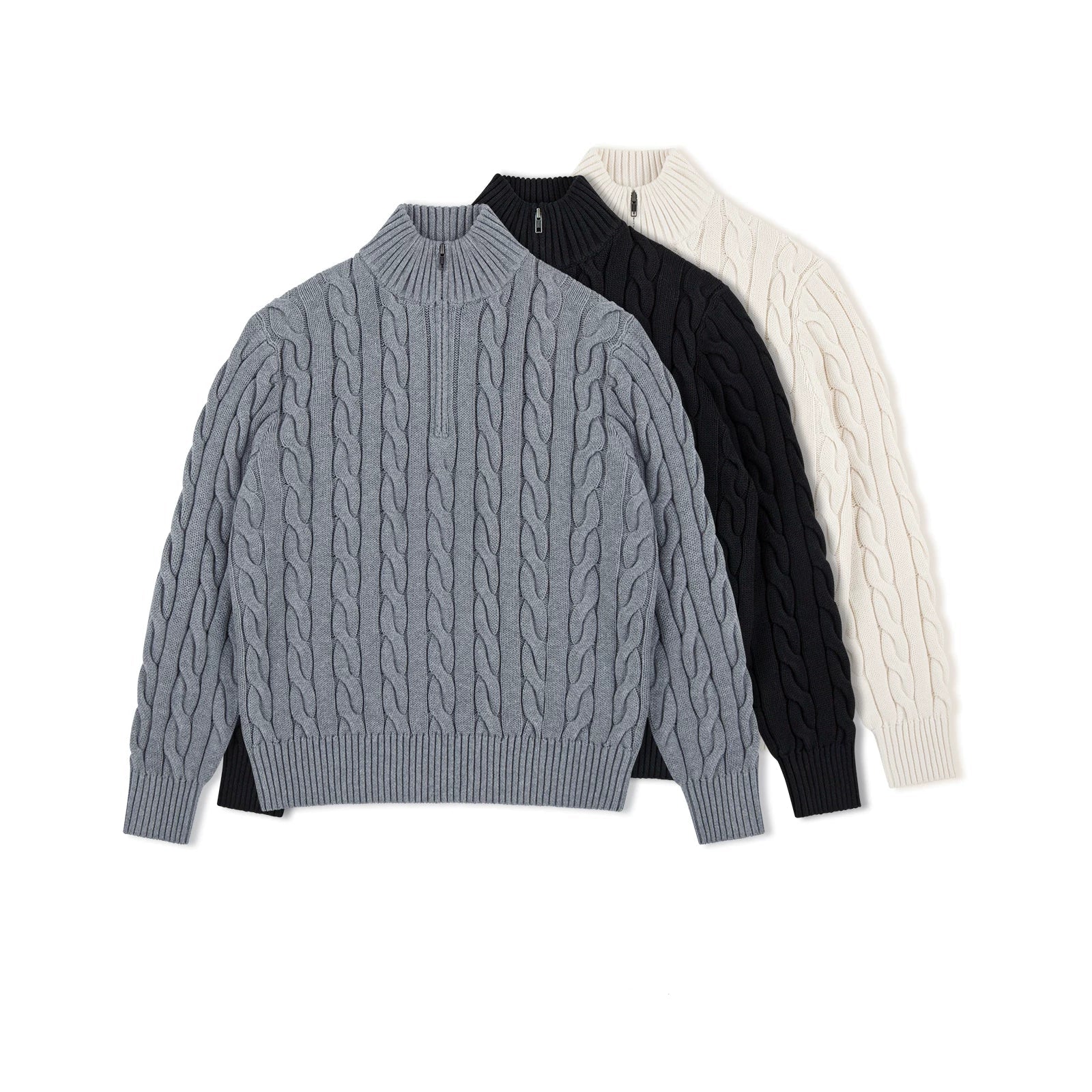 Cable Crest Half-Zip Aran Sweater