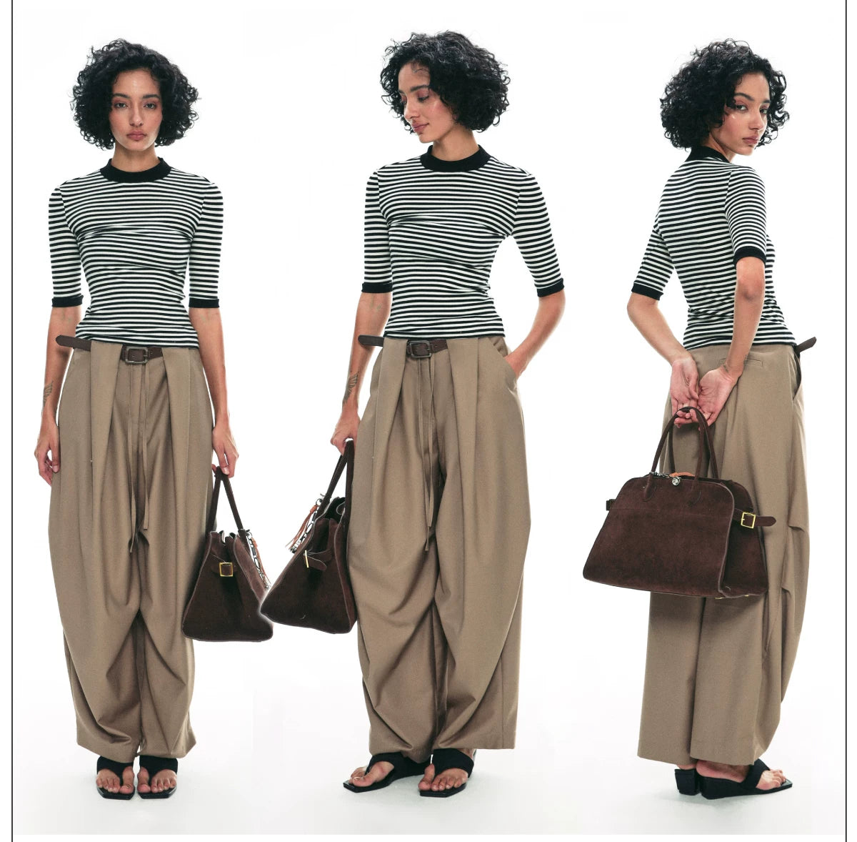 Draped Pleat Sarouel Trousers