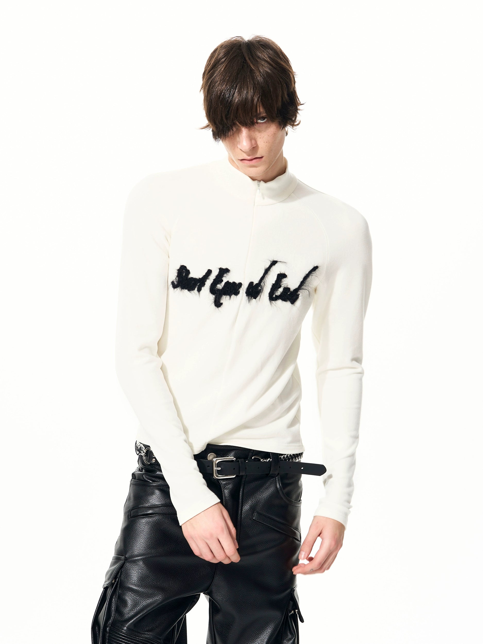Rogue Script Fuzz Stripe Turtleneck