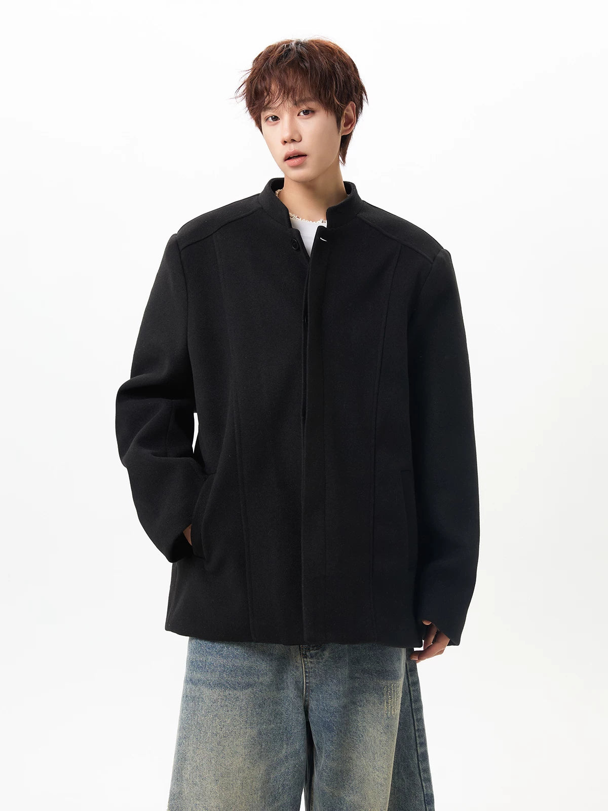 Stand-Collar Wool Jacket