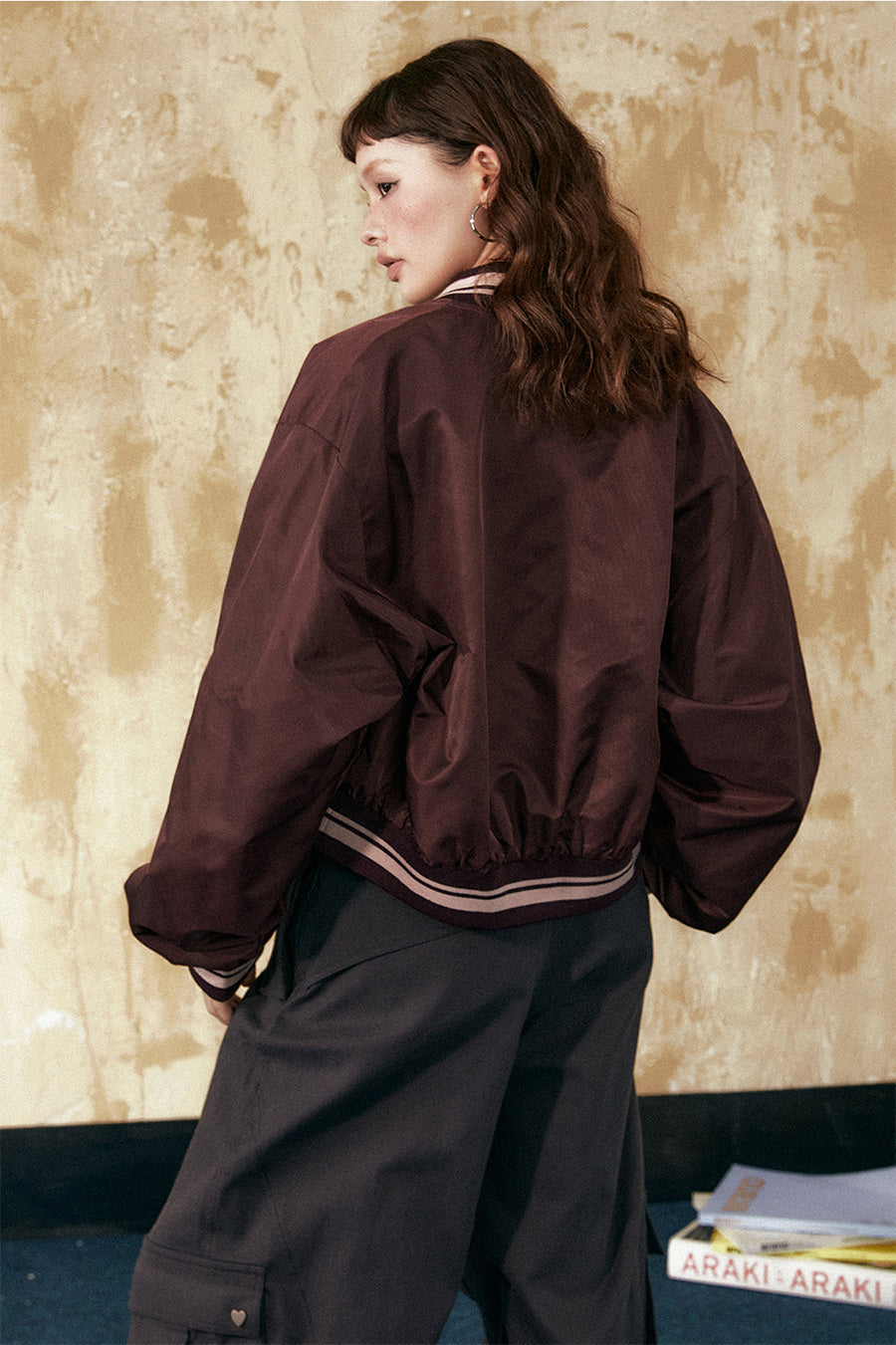 Brown Varsity Bomber Jacket